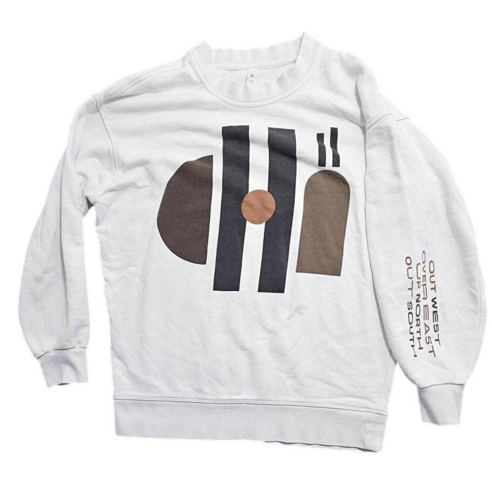 Lululemon Perfectly Oversized Crew White Abstract Graphic Sweatshirt Womens 4 *